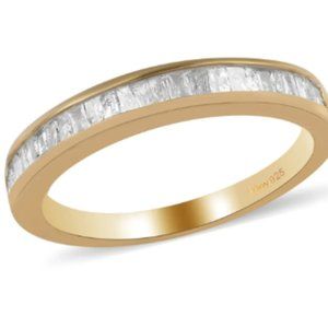 Diamond Half Eternity Ring in 14K Yellow Gold Over Sterling Silver 0.33 ctw